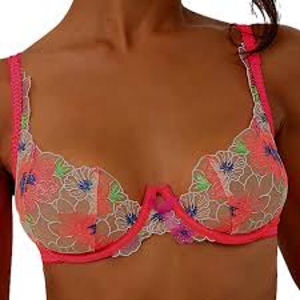 For Love and Lemons Shimmer Zinnia Underwire Bra Coral / Pink Women's 38D NWT